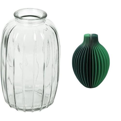 Talking Tables Clear Glass Bud Vase for flowers, s & Talking Tables Grüne Wabenpapier-Vase mit Glasfläs Table Decor Bundle