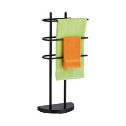 Relaxdays Towel Rack, 3 Rails, H x W x D: 83 x 39 x 18 cm, Standing Towel Holder, Metal, Black