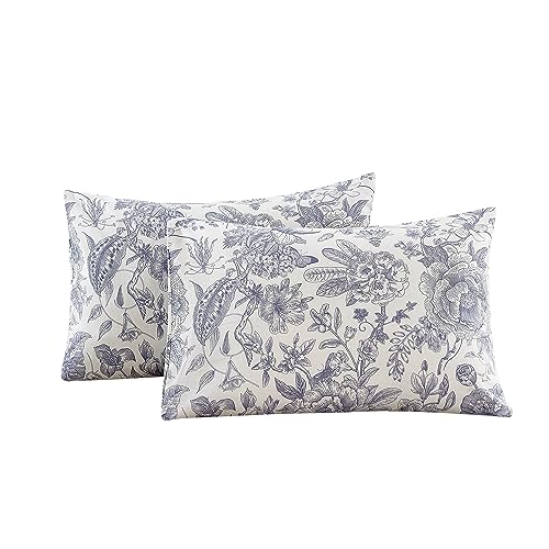 ECOCOTT 2 Pack Pillow Cases Set, 100% Cotton Pillow Covers Envelope Closure. (Standard, Vintage Floral)