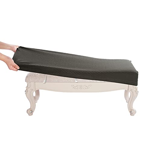"BUYUE Luxury Shoe Bench Cover, (36.5""- 48"") L x (13.8""- 18"") W Stretch Jacquard Washable Rectangle Long Dining Bench Slipcover (L, Brown)"