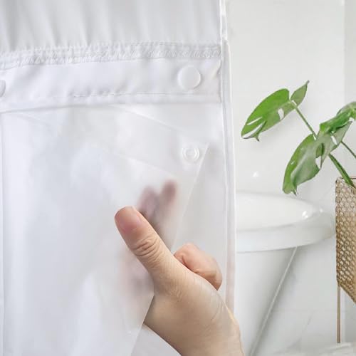 eachope 1 Pack PEVA Snap-in Shower Curtain Liner Replacement,Compatible with No Hook Shower Curtain with Snap in Liner, Removable & Water-Repellent,Machine Washable,70x54,Frost