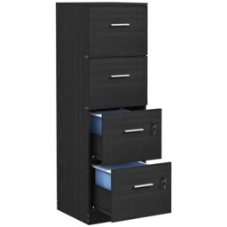 HOMCOM File Cabinet, 4 Drawers, Vertical Filing Cabinet, Black Wood Effect