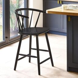 Julian Bowen Modena Bar Stool, Solid Wood, Black - H112 x W49 x D53cm