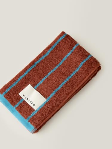 "WENSHUO Profound Mocha Mousse-Pure Cotton Striped Hand Towel,100% Combed Cotton,Luxury Towel,Super Absorbent(Pack of 1) (29.53"" L ?? 13.39"" W)"