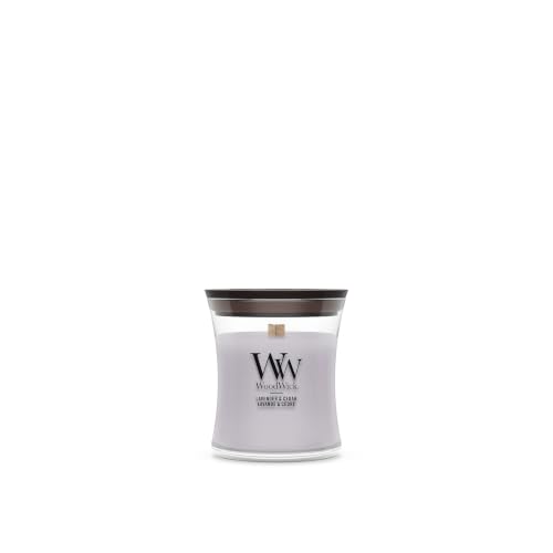 WoodWick Scented Candle with Crackling Wick - Lavender & Cedar Mini Hourglass Candle - Up to 20 Hours Burn Time - Perfect Gifts for Women