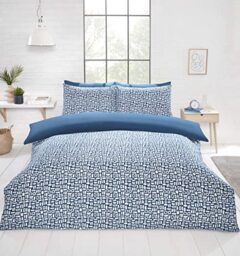 Rapport Home King Duvet Cover Set Blue Abstract Pattern - 100% Polyester Microfibre Soft Touch Bedding with 2 Pillowcases (230x220cm)