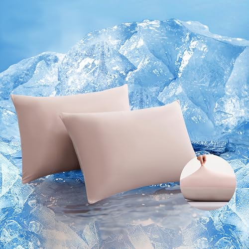 TELUS Cooling Pillowcases Queen Size 2-Pack, Silky Soft Breathable Pillow Case with Envelope Close, Stay Cool Pillow Cover for Hot Sleepers and Night Sweats, 20x30 Inch