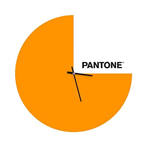 Homemania Slice Round Wall Clock for Living Room Kitchen Office Orange White Black Metal 40 x 0.15 x 40 cm, Dimension du Produit: L40xP0,15xA40 cm, 1,6 kg