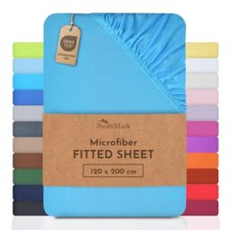 NatureMark Microfiber Fitted Sheet – Soft, Breathable & Comfortable – With Elastic Band – 120 x 200 cm – Turquoise