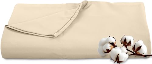 Royale Linens 300 Thread Count 100% Long Staple Combed Cotton Flat Sheet - Super Soft - Top Sheets - Full Flat Sheet Sold Separately - Breathable, Cool & Crisp Percale Sheets Only (Full, Cream)