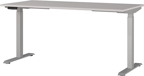 Germania Desk 7908-643, in cashmere/silver, el. height-adjustable, 160 x 120 x 80 cm (WxHxD)