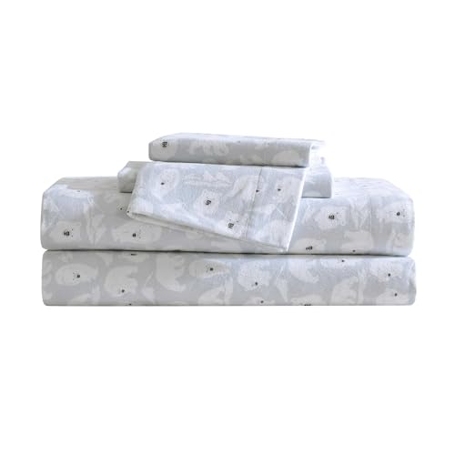 Eddie Bauer - Full Sheets, Cotton Flannel Bedding Set, Brushed for Extra Softness, Cozy Home Decor, Oeko-Tex Certified (Explorer Bears Grey, Full)