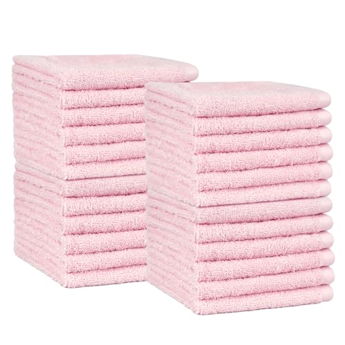 Amazon Basics Cotton Face Cloths 30 x 30 cm, Petal Pink, 24-Pack