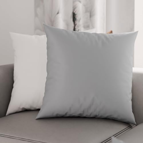 PETTI Artigiani Italiani - Pair of Pillow Cases 60 x 60 cm in Microfibre, Pillows for Bedroom Furniture, Sofa, Set of 2 Cushion Covers, Reversible Pillowcase White Light Grey