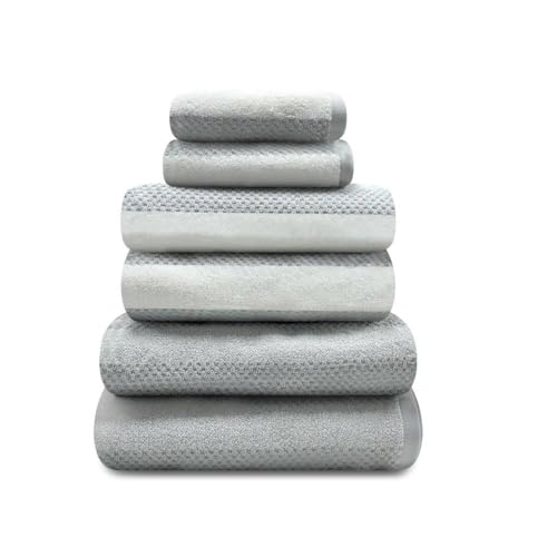 GC GAVENO CAVAILIA Bath Towel Set (70x120 cm) - 100% Ring Spun Cotton Striped Bath Towels 2 Pack - Water Absorbent & Quick Dry Bathroom Towels - Soft Hotel Quality Large Towel -Grey
