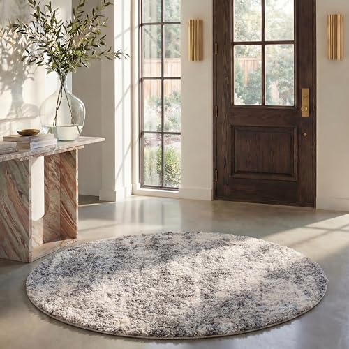 Safavieh Shag Rug for Living Room, Dining Room, Bedroom - Berber Shag Collection, Short Pile, in Grey and Cream, 160 X 160 cm