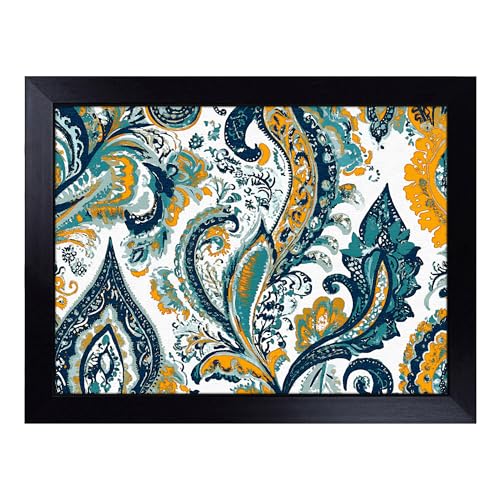 Lap Tray with Bean Bag Cushion, Paisley Pattern - Handmade in the UK, Raised Wooden Edge, Padded Cushion, Heat-Resistant Wipe-Clean Surface, for Meals, Laptops and Crafts