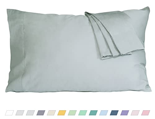 HOMTEC Pillow Cases, Standard Queen Size Cotton Percale Weave Pillowcases, Pre-Shrunk Breathable and Hypoallergenic Pillowcases, Set of 2 (2 Piece Standard/Queen 20 Inch x 30 Inch, Storm Gray)