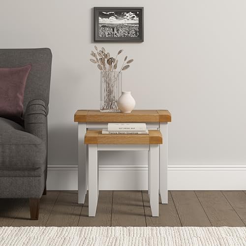 Seconique Windsor Fully Assembed Nest Of 2 Tables in Ivory/Oak