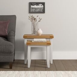 Seconique Windsor Fully Assembed Nest Of 2 Tables in Ivory/Oak