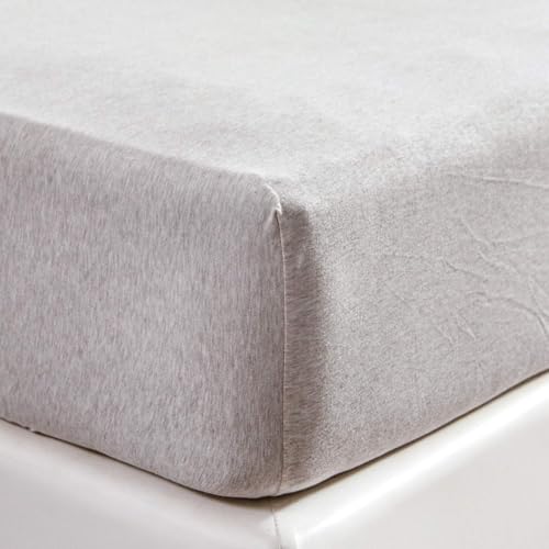 "PURE ERA Jersey Knit Cotton Fitted Bottom Sheet ONLY (No Flat Sheet or Pillow Cases) Deep Pocket Up to 15"" to 20"" Ultra Soft Comfy Breathable Beige Twin XL"