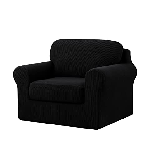 subrtex 3 Pieces Sofa Covers,Multifunctional Sofa Slipcovers with Separate Cushion Covers and Seperate Backrest Covers Furniture Protector (Small,Black)