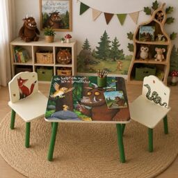 Kids Gruffalo Table and Chairs Set – Official Wooden Children’s Activity Table with 2 Chairs – Woodland Story Design for Playroom, Drawing & Crafts