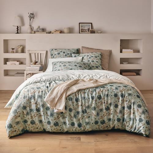 Printed Cotton Satin Duvet Cover, ECLOSION, 200 x 200 cm, ESSIX
