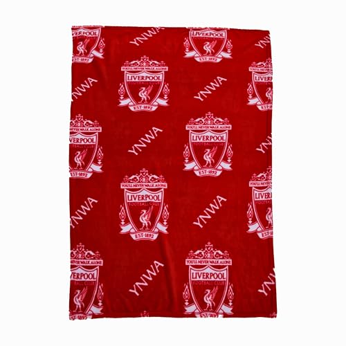 Liverpool FC Officially Licensed Fleece Throw Blanket - Super Soft, Football YNWA Design - Warm Super Soft Feel Red Throw - Perfect for Home, Bedroom, Sleepovers & Camping