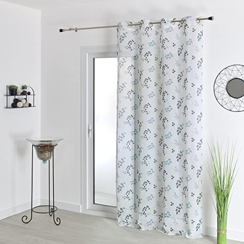 HomeMaison.com Printed Linen Effect Net Curtain 140 x 240 cm Grey