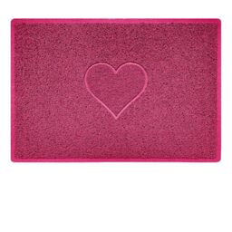 Nicoman Heart Shape Embossed Entrance Door Mat Non Slip Dirt Trapper PVC Spaghetti Mat with Rubber Base, Jet Washable Quick Drying Doormat Indoor or Outdoor - (Large, Pink, 90 x 60cm)