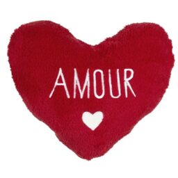 THE CONCEPT FACTORY, TX0298, Heart Sherpa Cushion and Throw 120x150cm - Softness and comfort, romantic design, versatile for sofa or bed, easy to maintain, red color