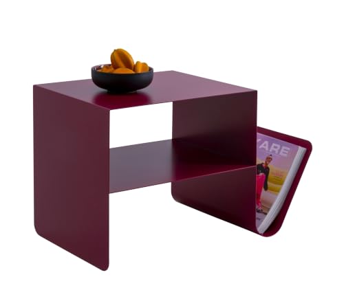 KARE Design side table Lounge News, pink, 65x37x42 cm, minimalist design, magazine rack, coffee table, steel, industrial, modern, living room