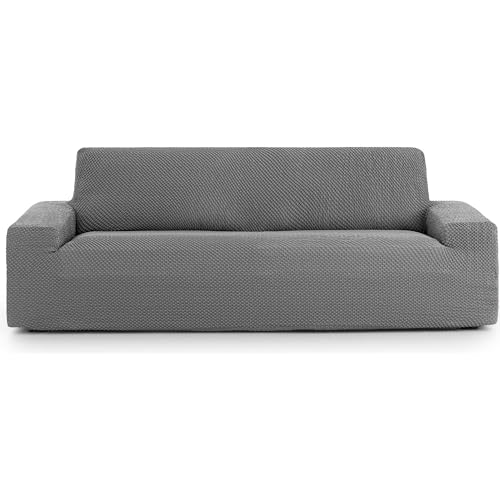 ECOMMERC3 Universal and Versatile 4 Seater Sofa Cover ??? Dark Grey Sofa Cover Protector Easy to Install for Back, Seat and Arms