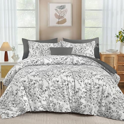 WONGS BEDDIGN Floral Comforter Set Botanical Floral Bedding Set-YS01AB091700K8U-A