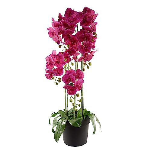 Leaf Design UK Realistic Artificial Orchid Flower Display in Pot, 110cm