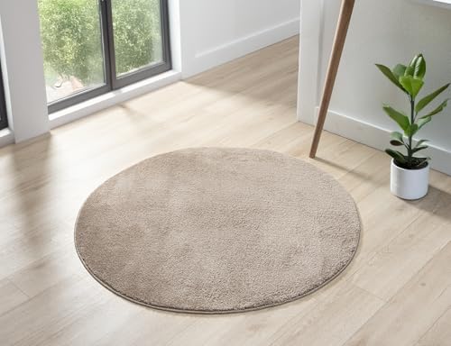 Rugs by Desire Comfy Washable Modern Living Room Rug Polyester Plain Indoor Area Rug with Low Pile - Anti-Slip Felt Backing SuperSoft Carpet Bedroom-Hallway, Dark Beige, 100xCRL cm