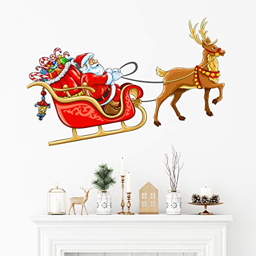 Ambiance Sticker Santa on Sleigh Wall Sticker Self Adhesive 30 x 60 cm