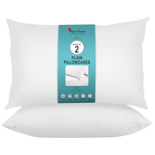 GC GAVENO CAVAILIA Microfiber Pillow Case 2 Pairs - Housewife Pillowcases - Plain Dyed Soft & Breathable Covers - Standard Size 75x50 cm - Wrinkle & Fade Resistant - Machine Washable Bedding - White