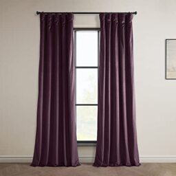 HPD Half Price Drapes Heritage Plush Velvet Curtains 96 Inches Long Room Darkening Curtains for Bedroom & Living Room 50W x 96L, (1 Panel), Winter Plum