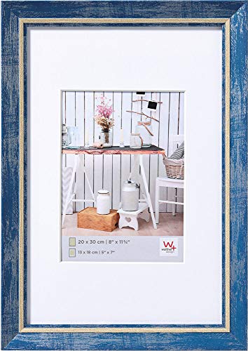walther design Picture Frame Blue 18 x 24 cm with PassepArtout, Chalet Design Frame EL824L