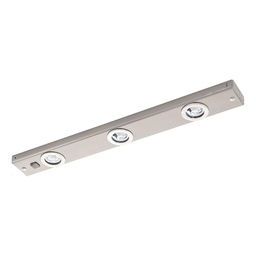 Eglo LED Under-Cabinet Light KOB LED, 3 lamp Kitchen Light Made of Metal in Nickel matt, Rocker Switch, Warm White