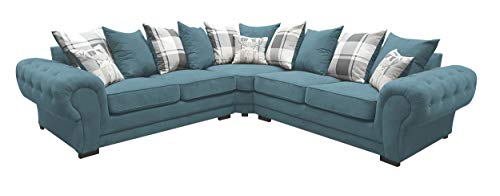 Corner Sofa Dorado Fabric Grey Brown Cream Designer Scatter Cushions Living Room Furniture (Ocean)