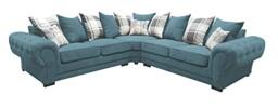 Corner Sofa Dorado Fabric Grey Brown Cream Designer Scatter Cushions Living Room Furniture (Ocean)