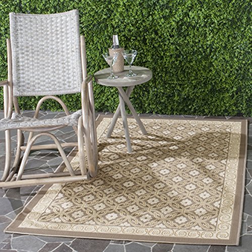 Safavieh Contemporary Indoor/Outdoor Woven Rectangle Area Rug, Courtyard Collection, CY7810, in Beige / Beige, 160 X 231 cm for Garden, Patio or Any Outdoor Space