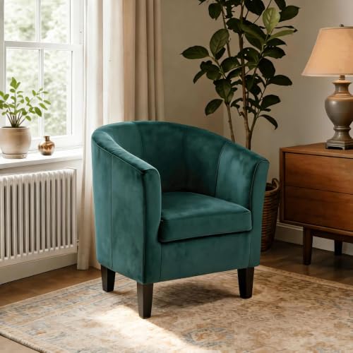 Home Source Bedford Small Padded Tub Chair, Velvet, Dark Green