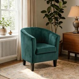 Home Source Bedford Small Padded Tub Chair, Velvet, Dark Green