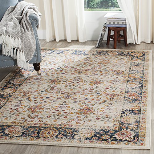 Safavieh Modern Chic Indoor Woven Rectangle Area Rug, Madison Collection, MAD609, in Cream / Navy, 155 X 229 cm for Living Room, Bedroom or Any Indoor Space