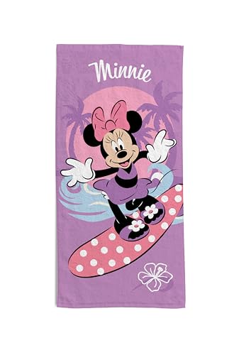hermet, Disney Minnie Beach Towel, 70 x 140 cm, Beach or Pool Towel, 100% Soft Cotton, Practical and Lightweight