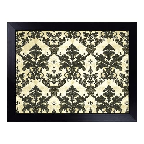 Lap Tray with Bean Bag Cushion, Victorian Floral Pattern - Handmade in the UK, Raised Wooden Edge, Padded Cushion, Heat-Resistant Wipe-Clean Surface, for Meals, Laptops and Crafts